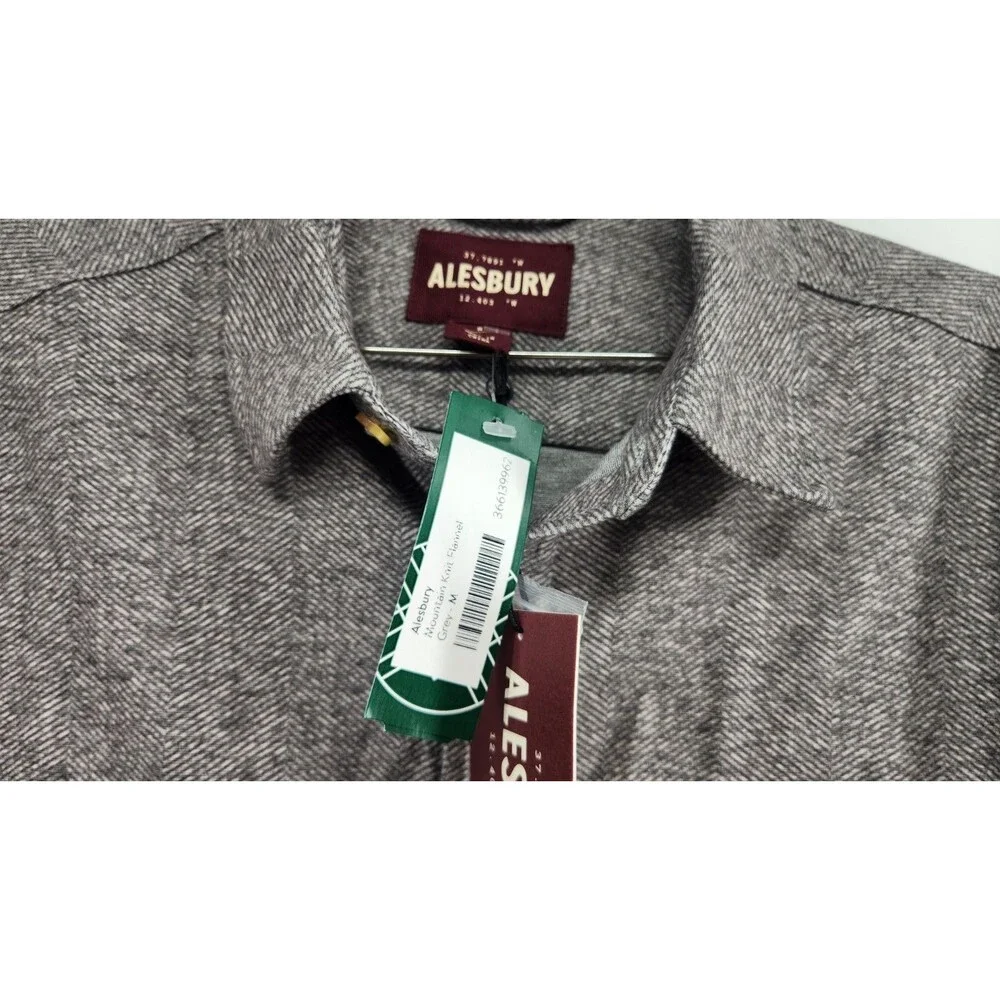 Alesbury Men's Grey Medium Mountain‎ Knit Flannel Long Sleeve Shirt NWT